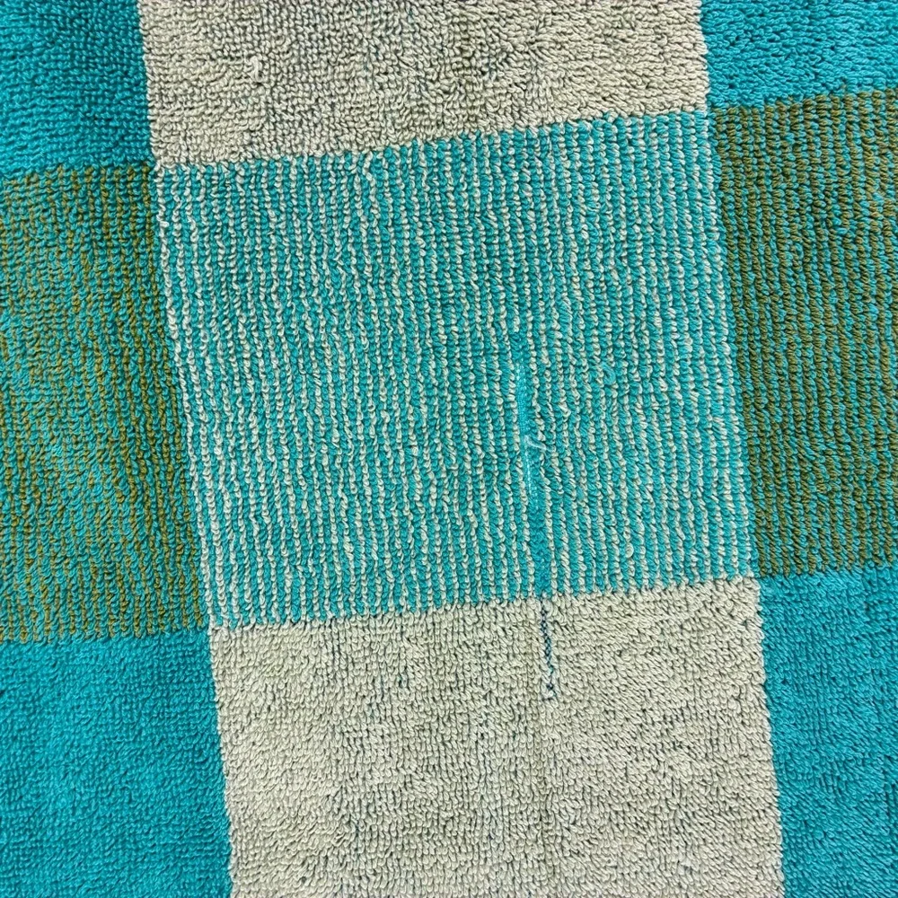 Cannon Royal Family Vintage Green Blue Purple Checkered Bath Towel